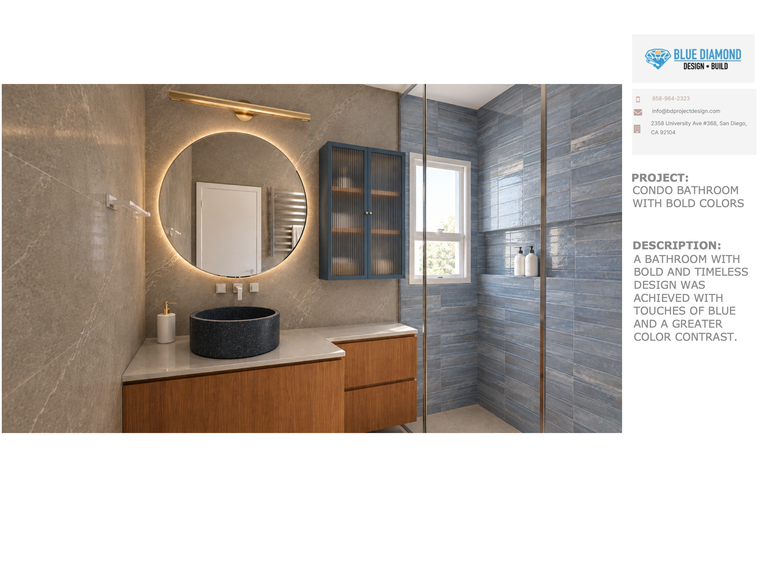 Condo Bathroom with Bold Colors
